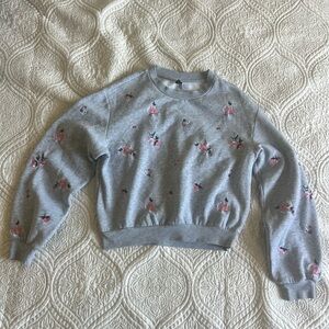 Divided Gray Floral Crew Neck Sweater